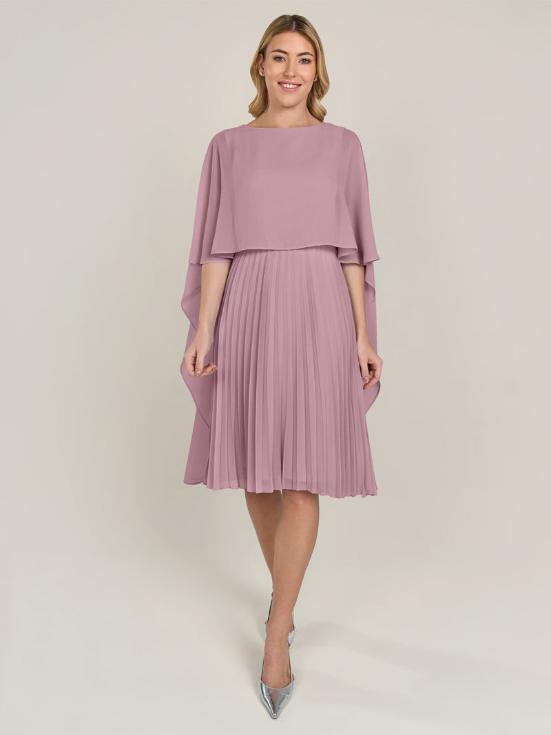 APART Cocktailkleid mit Chiffoncape und Plisseerock | mauve