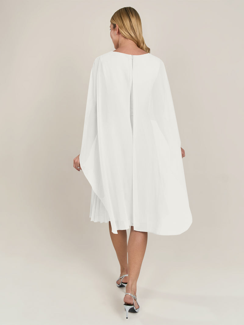 APART Cocktailkleid mit Chiffoncape und Plisseerock | creme