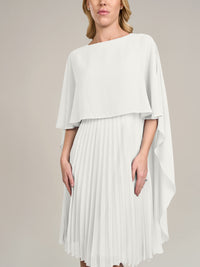 APART Cocktailkleid mit Chiffoncape und Plisseerock | creme