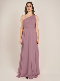 APART Abendkleid mit Plissee-Drapierung vorne und Smoke-Einsatz hinten | mauve