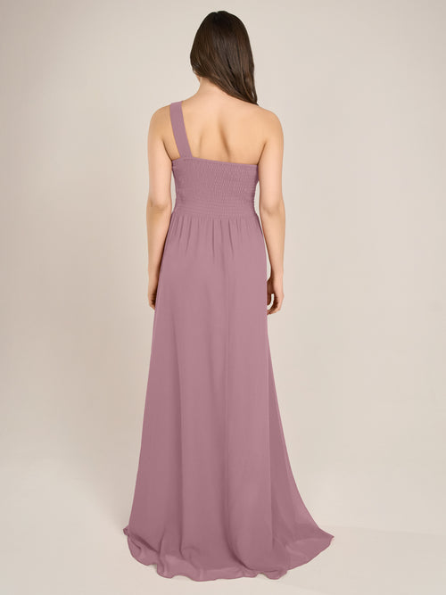 APART Abendkleid mit Plissee-Drapierung vorne und Smoke-Einsatz hinten | mauve image 1