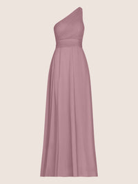 APART Abendkleid mit Plissee-Drapierung vorne und Smoke-Einsatz hinten | mauve