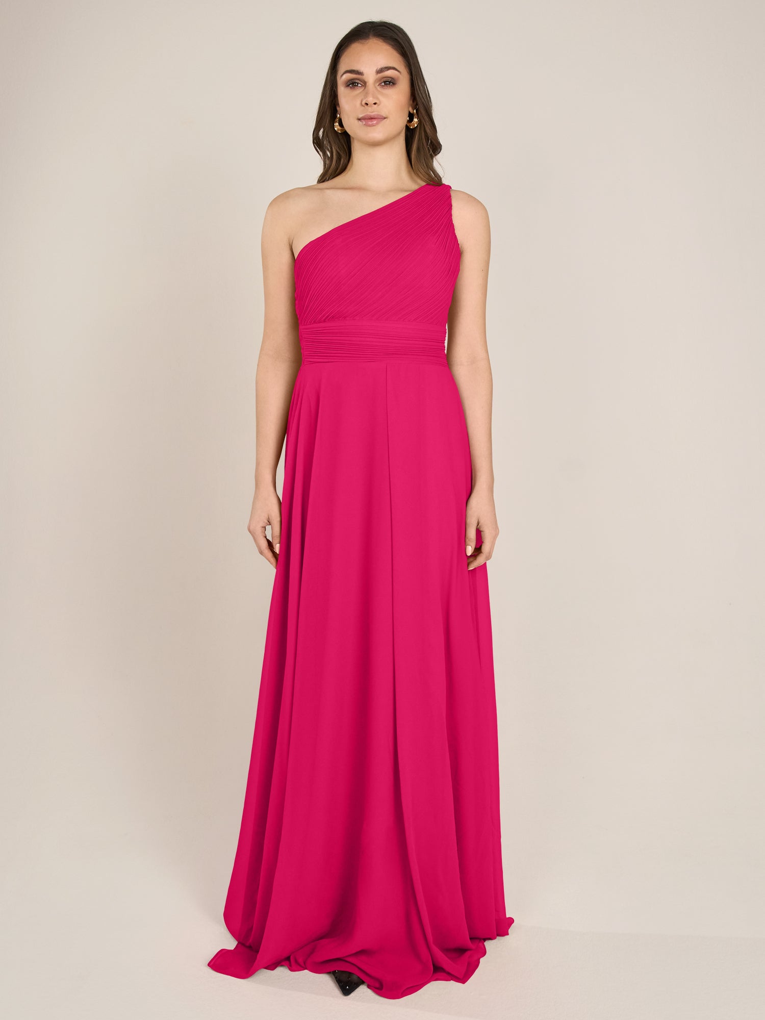 APART Abendkleid mit Plissee-Drapierung vorne und Smoke-Einsatz hinten | pink