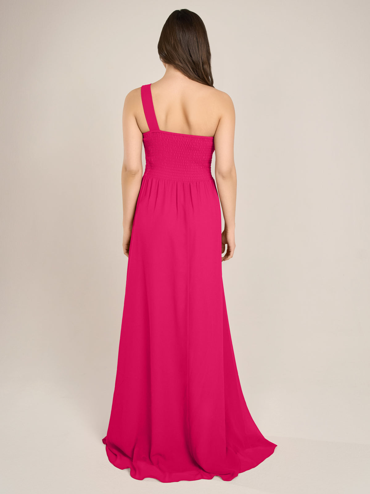 APART Abendkleid mit Plissee-Drapierung vorne und Smoke-Einsatz hinten | pink