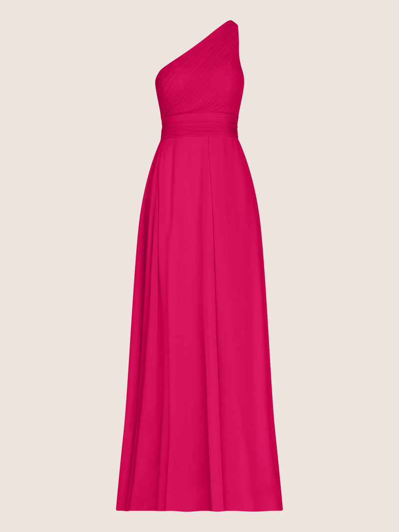 APART Abendkleid mit Plissee-Drapierung vorne und Smoke-Einsatz hinten | pink