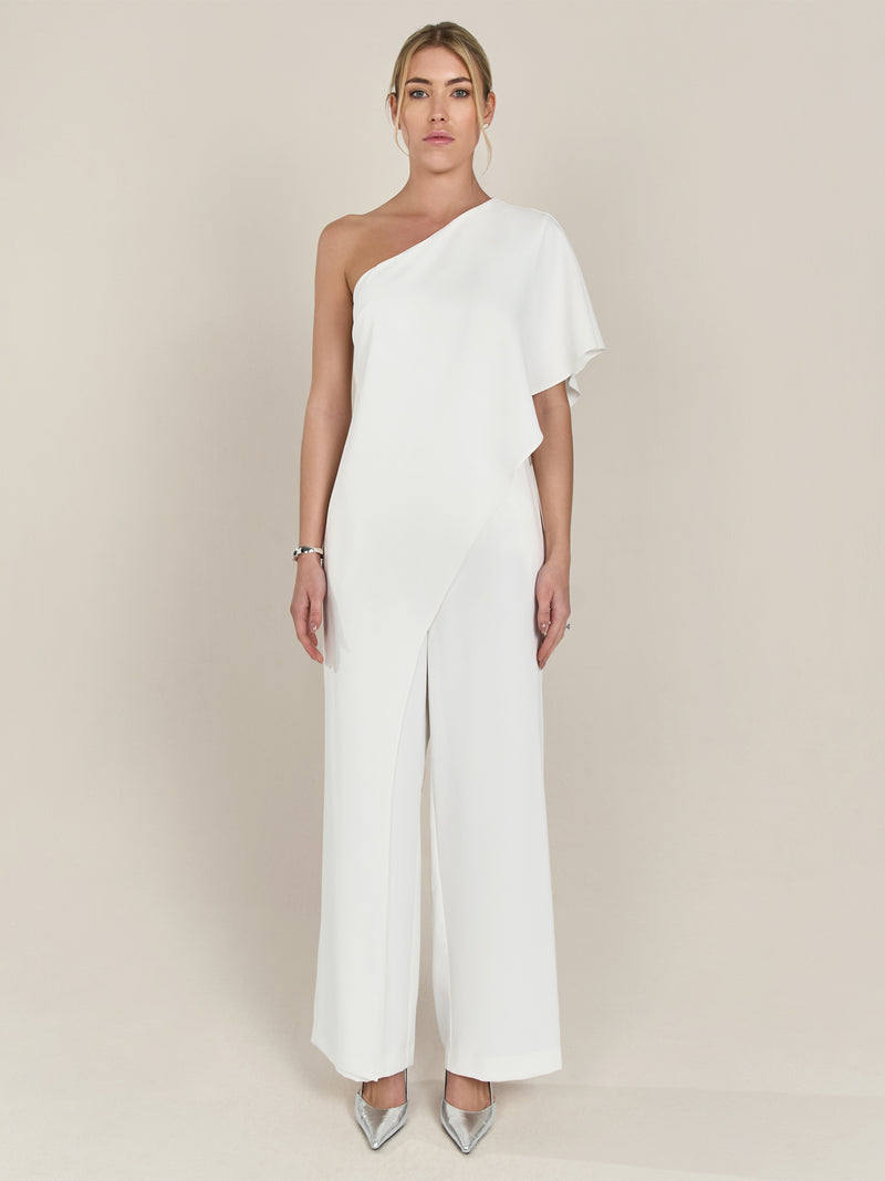 APART One-Shoulder Overall aus einer leicht körnigen Ware | creme