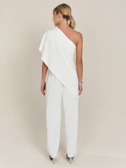 APART One-Shoulder Overall aus einer leicht körnigen Ware | creme image 1