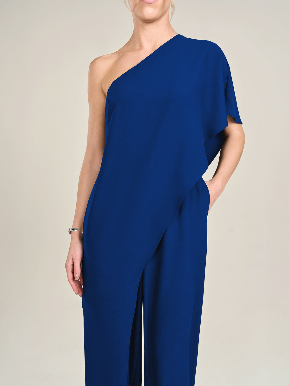 APART One-Shoulder Overall aus einer leicht körnigen Ware | royalblau