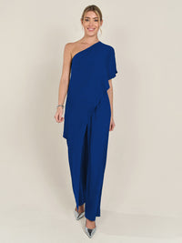 APART One-Shoulder Overall aus einer leicht körnigen Ware | royalblau