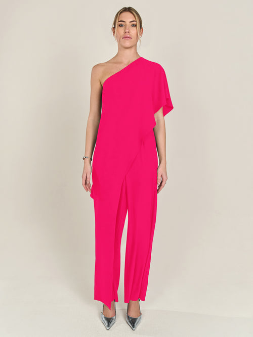 APART One-Shoulder Overall aus einer leicht körnigen Ware | pink image 1