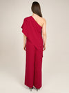 APART One-Shoulder Overall aus einer leicht körnigen Ware | rot