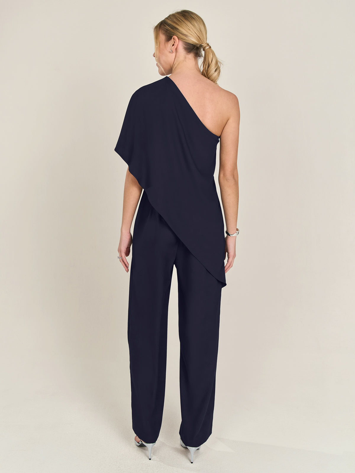 APART One-Shoulder Overall aus einer leicht körnigen Ware | nachtblau