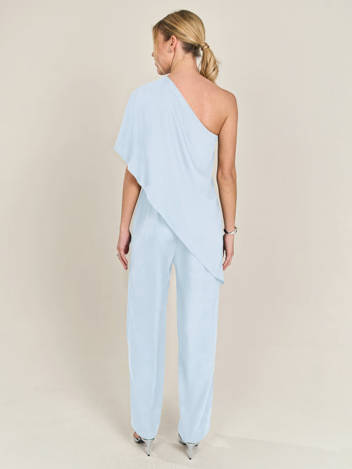 APART One-Shoulder Overall aus einer leicht körnigen Ware | hellblau image 1