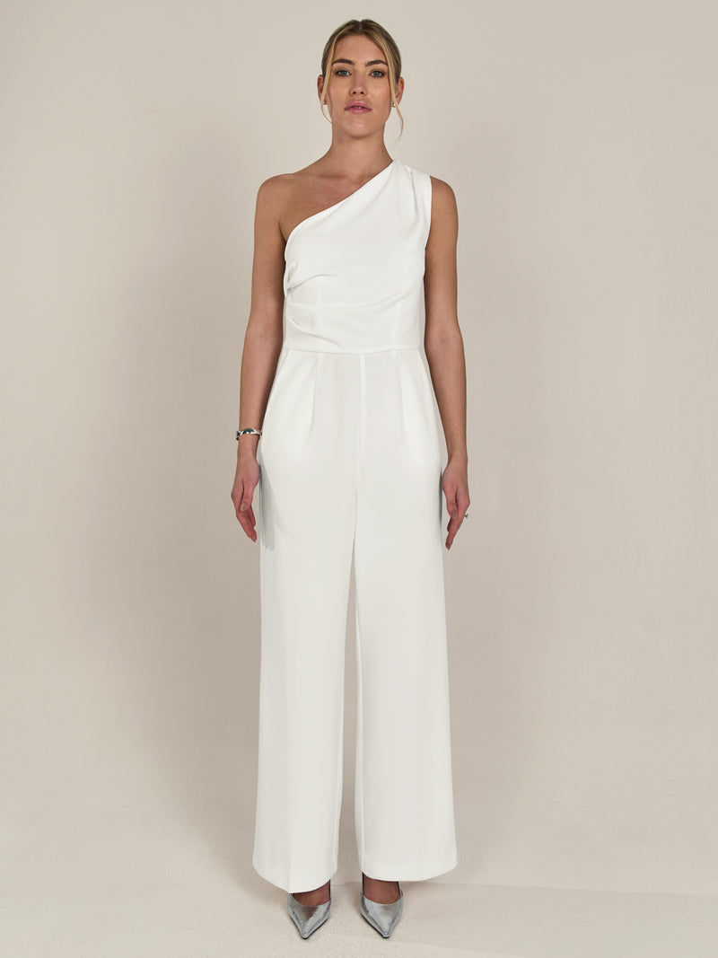 APART One-Shoulder Overall aus einer leicht strukturierten Ware | creme