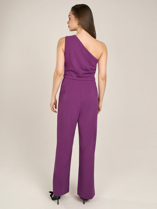 APART One-Shoulder Overall aus einer leicht strukturierten Ware | lila image 1