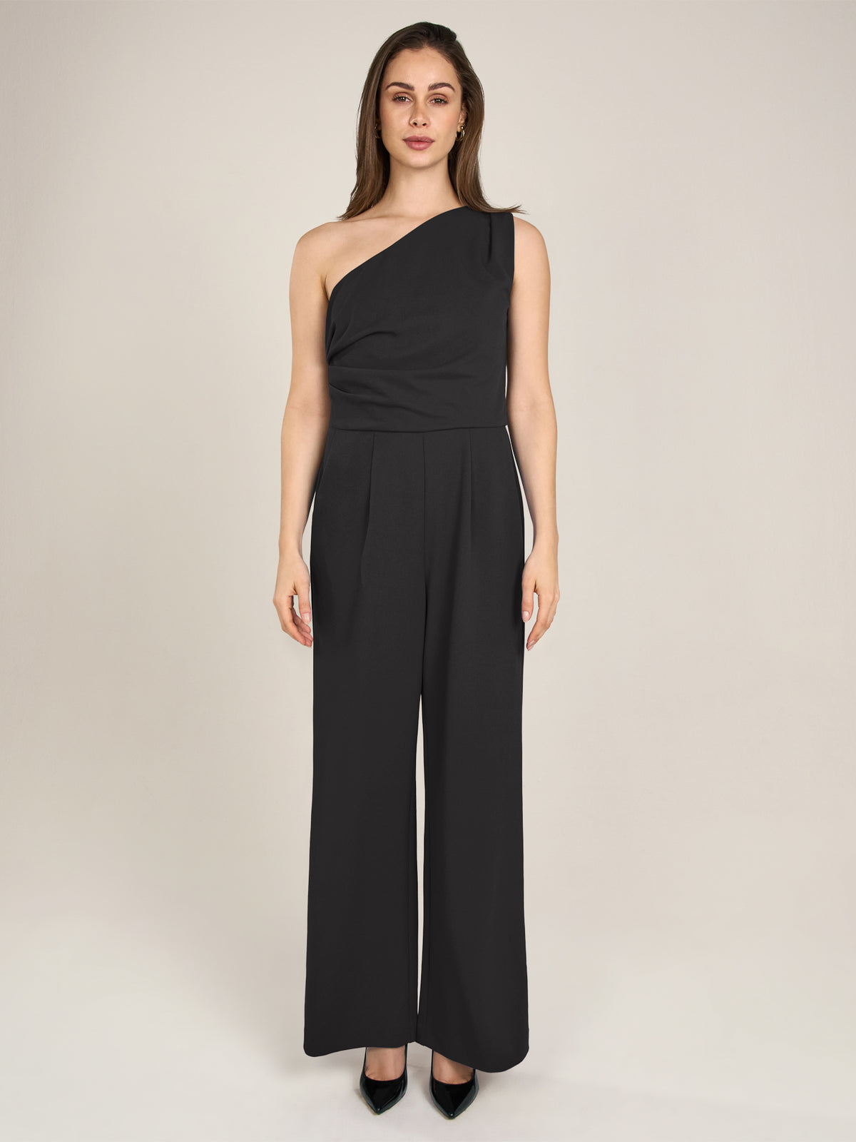 APART One-Shoulder Overall aus einer leicht strukturierten Ware | schwarz