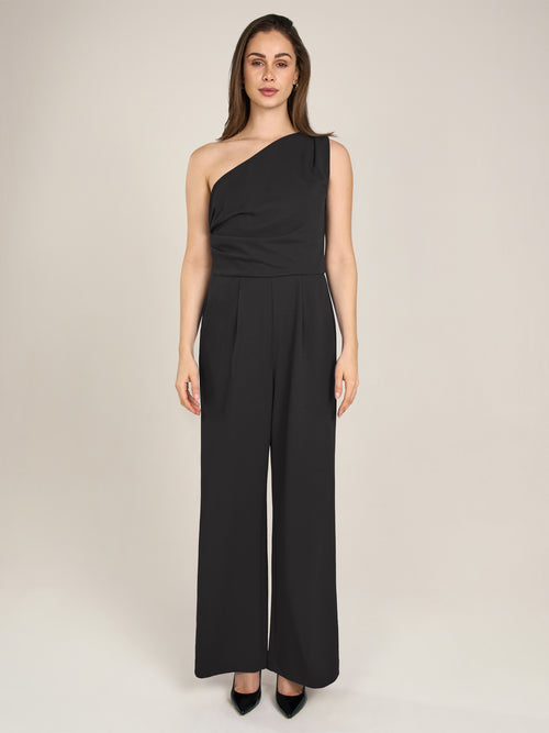 APART One-Shoulder Overall aus einer leicht strukturierten Ware | schwarz image 1