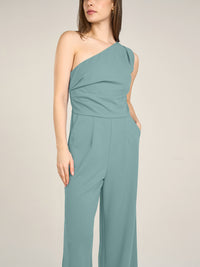 APART One-Shoulder Overall aus einer leicht strukturierten Ware | jade