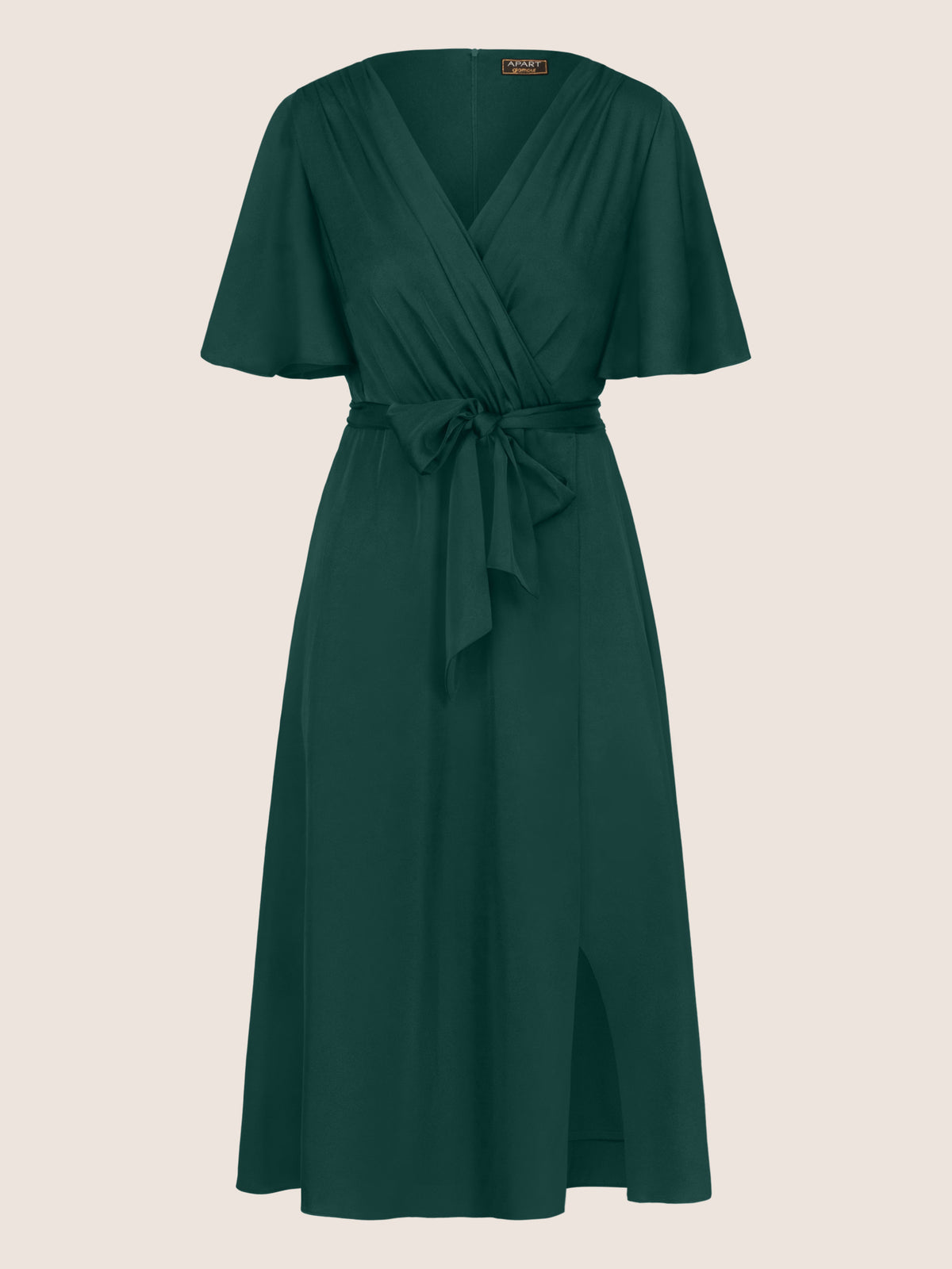 APART Midi-Satinkleid us mattschimmerndem Satin | emerald