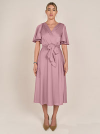 APART Midi-Satinkleid us mattschimmerndem Satin | mauve