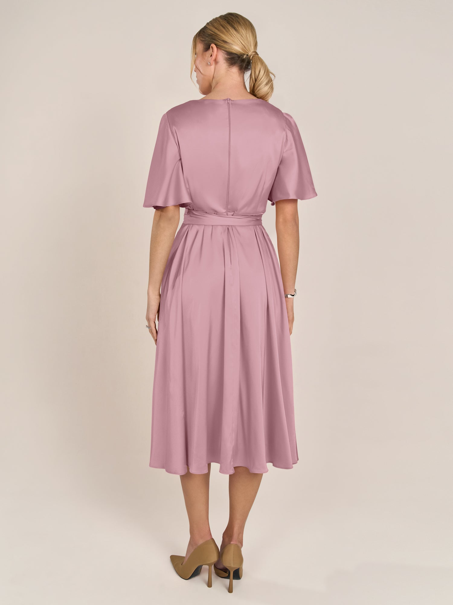 APART Midi-Satinkleid us mattschimmerndem Satin | mauve