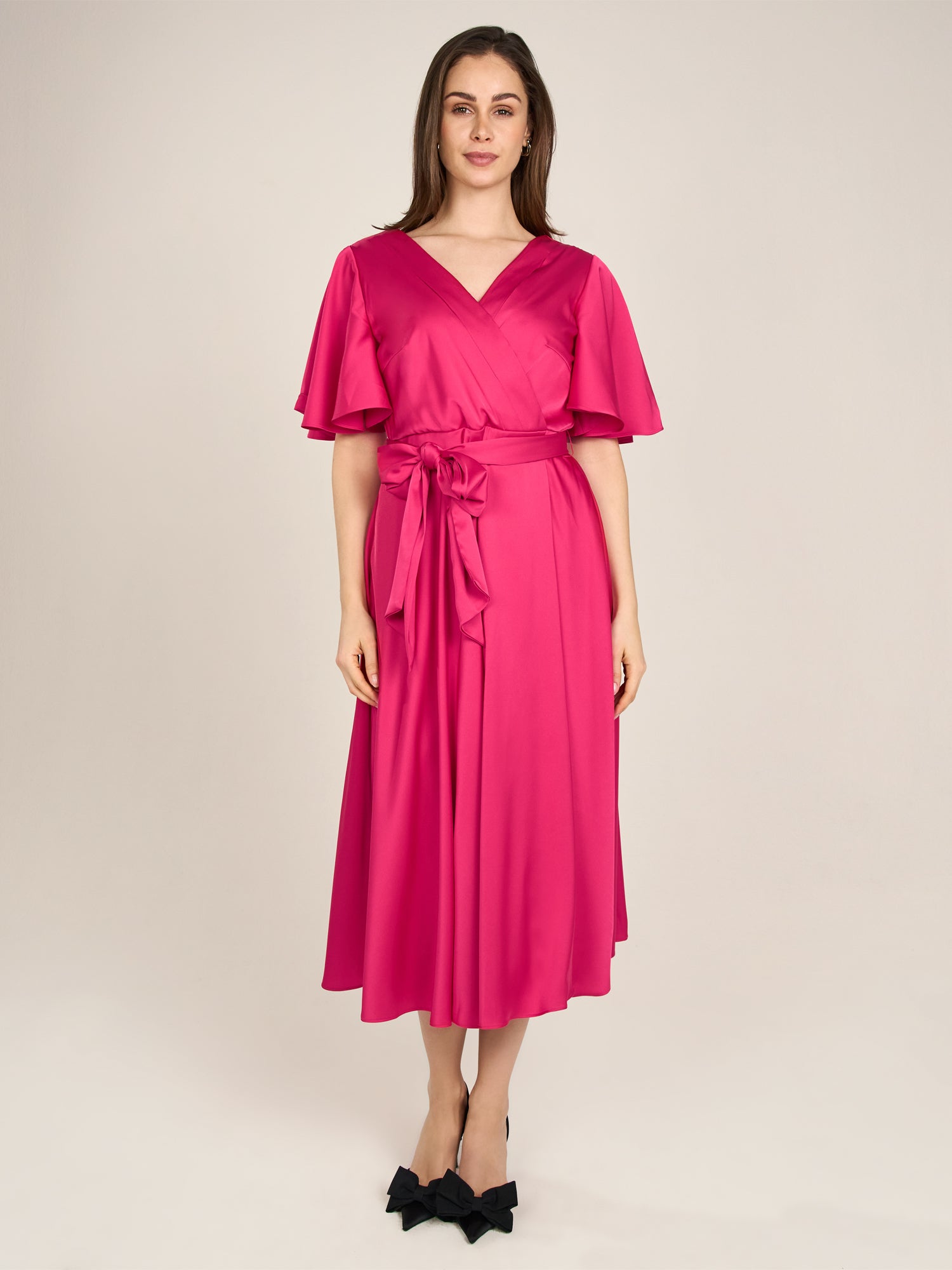 APART Midi-Satinkleid us mattschimmerndem Satin | pink