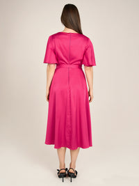 APART Midi-Satinkleid us mattschimmerndem Satin | pink