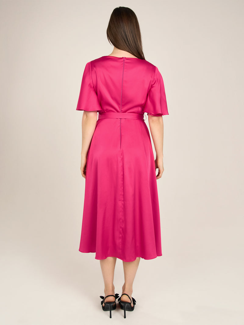 APART Midi-Satinkleid us mattschimmerndem Satin | pink