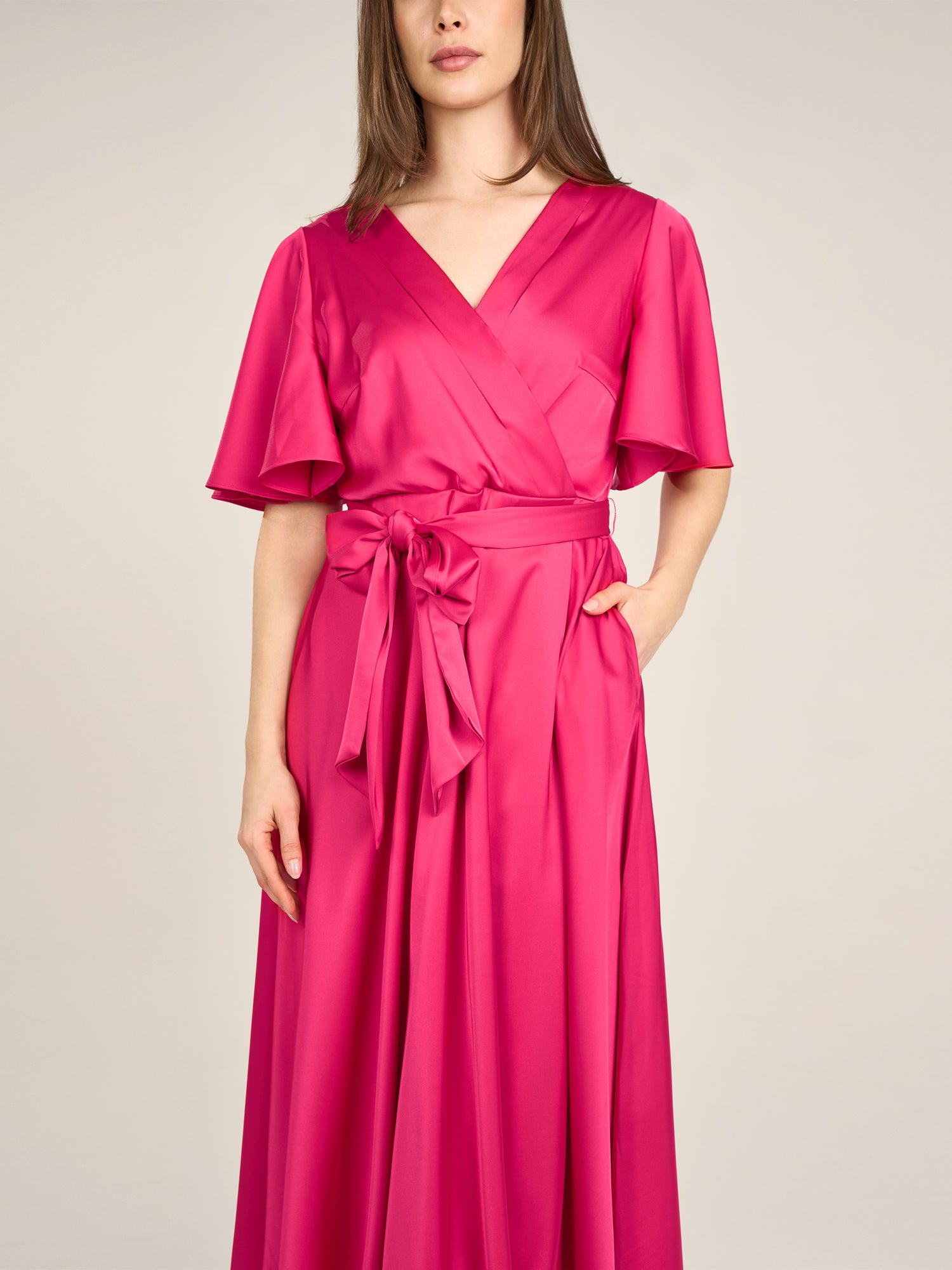 APART Midi-Satinkleid us mattschimmerndem Satin | pink