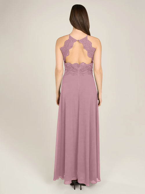 APART Abendkleid aus besticktem Mesh mit farbigen Perlen und Chiffon | mauve image 1