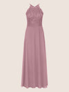 APART Abendkleid aus besticktem Mesh mit farbigen Perlen und Chiffon | mauve