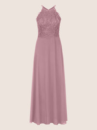 APART Abendkleid aus besticktem Mesh mit farbigen Perlen und Chiffon | mauve