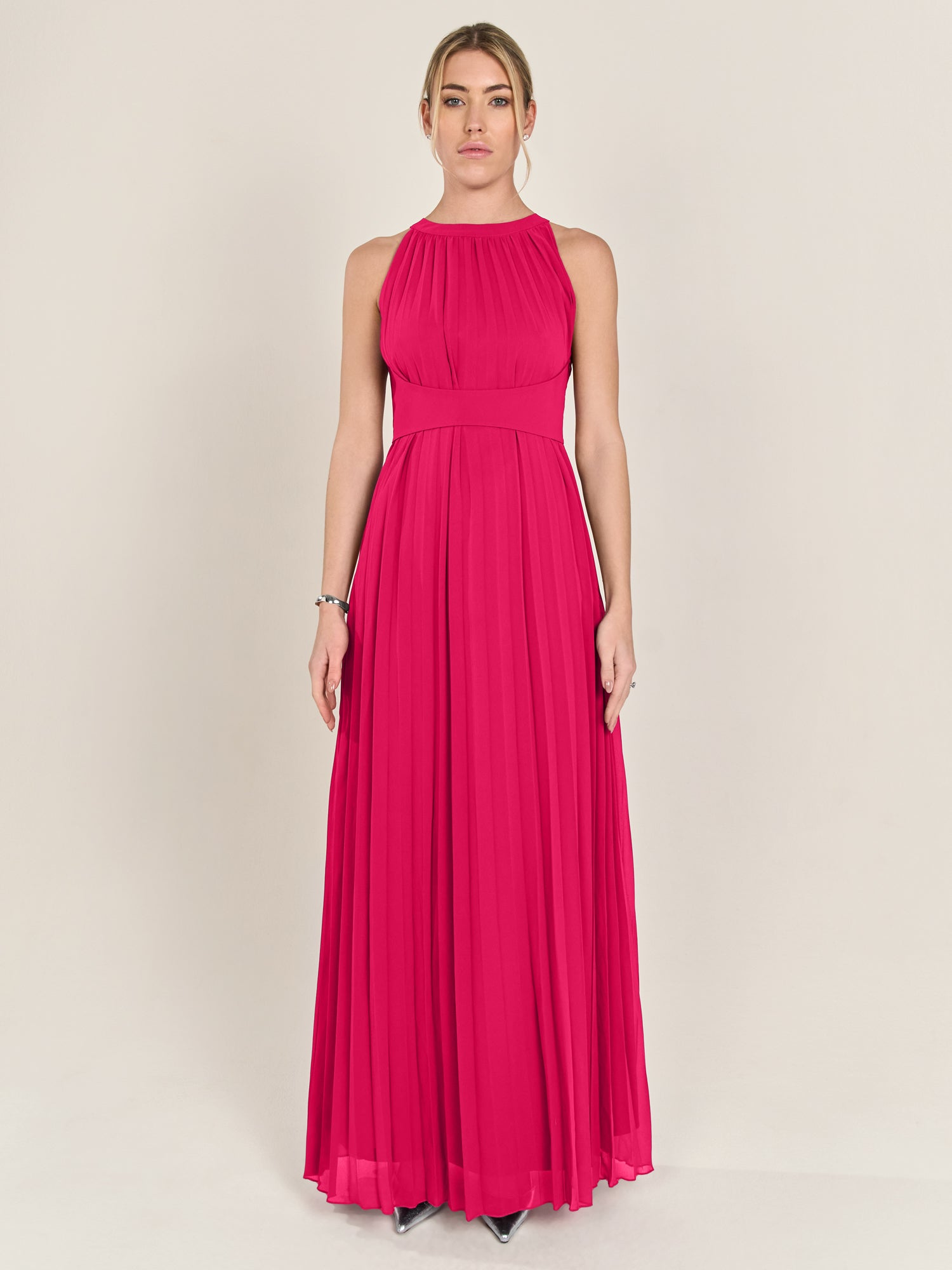 APART Chiffonkleid aus leicht körnigem, plissiertem Chiffon | pink