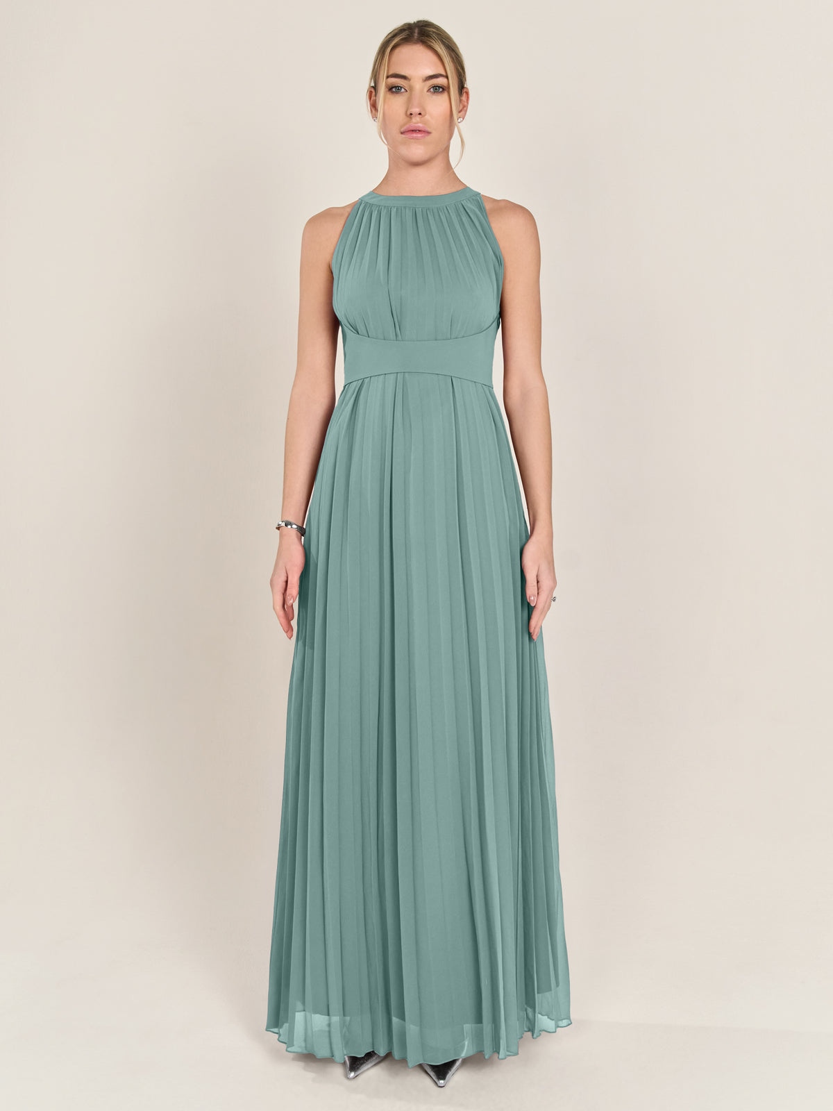 APART Chiffonkleid aus leicht körnigem, plissiertem Chiffon | jade