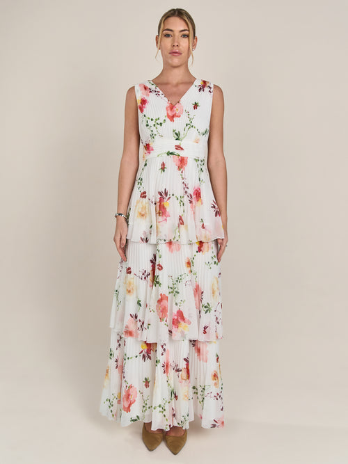 APART Abendkleid mit Blumenmuster | creme-multicolor image 1