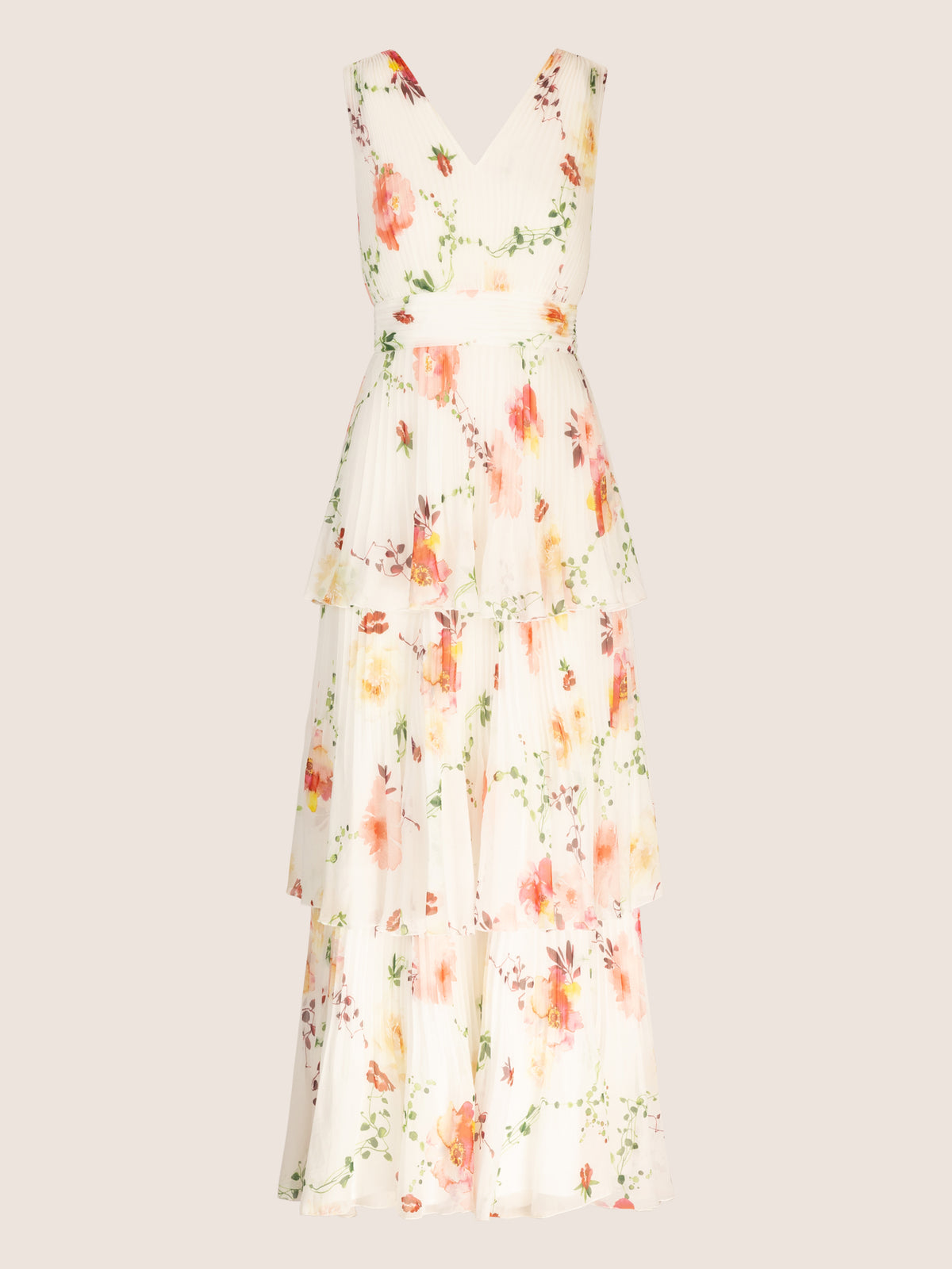 APART Abendkleid mit Blumenmuster | creme-multicolor