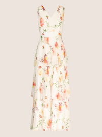 APART Abendkleid mit Blumenmuster | creme-multicolor