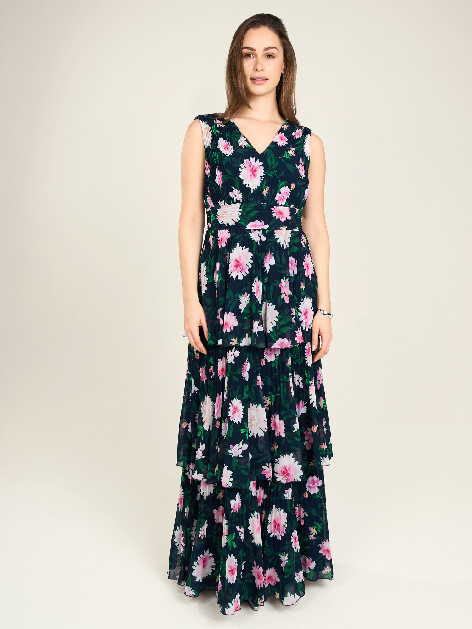 APART Abendkleid mit Blumenmuster | nachtblau-multicolor