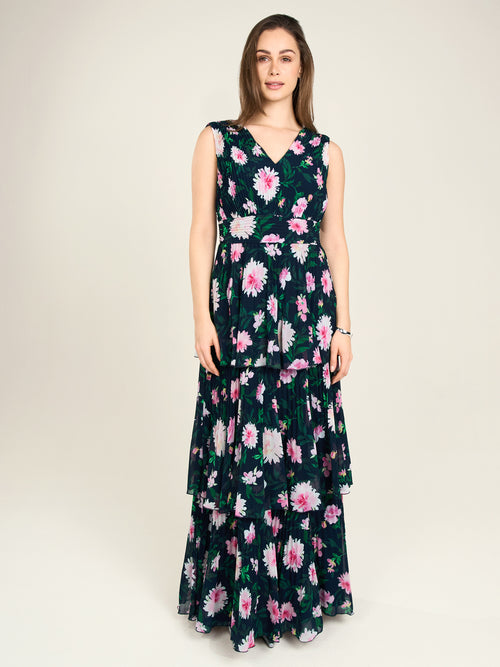 APART Abendkleid mit Blumenmuster | nachtblau-multicolor image 1