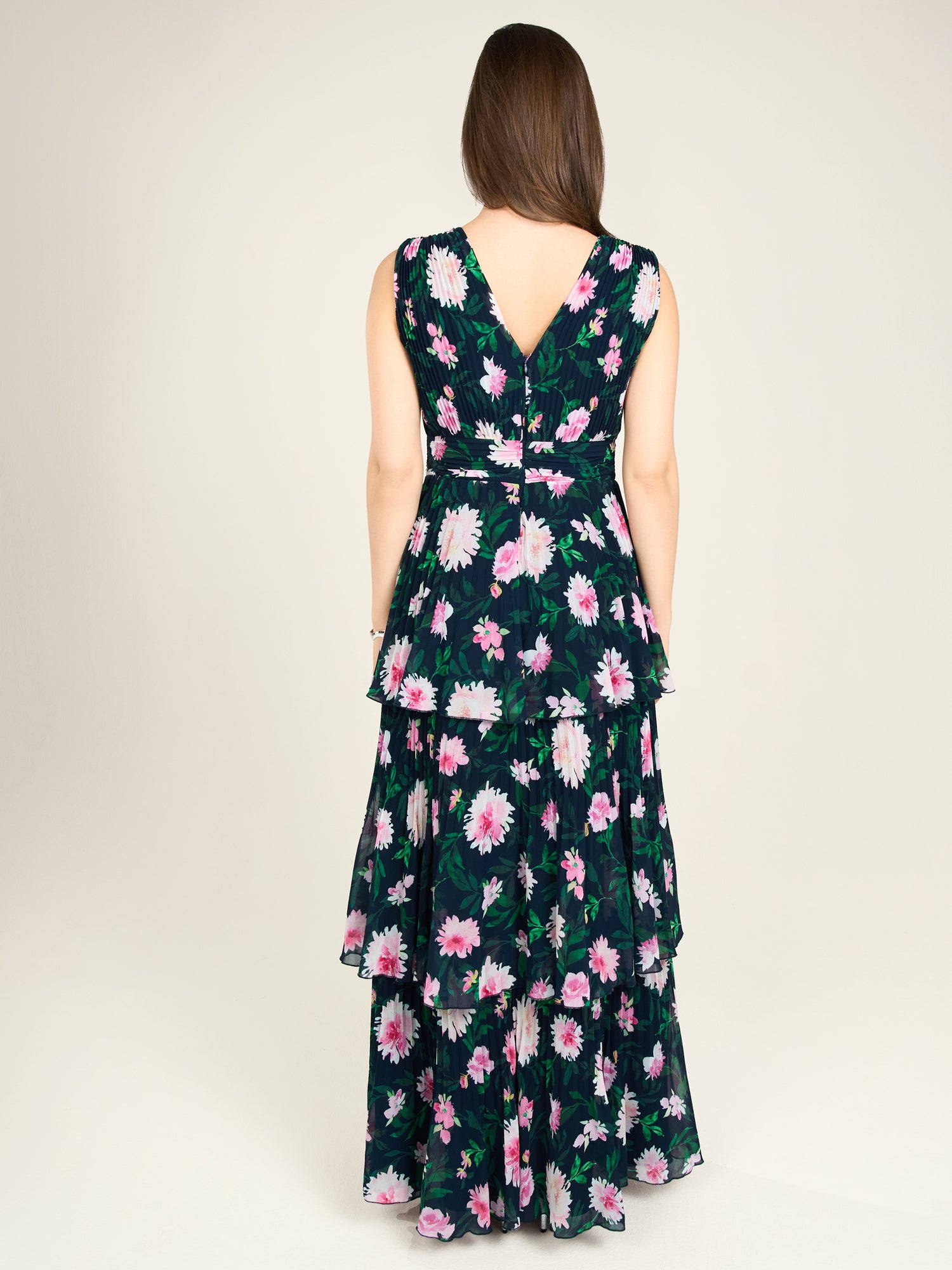 APART Abendkleid mit Blumenmuster | nachtblau-multicolor