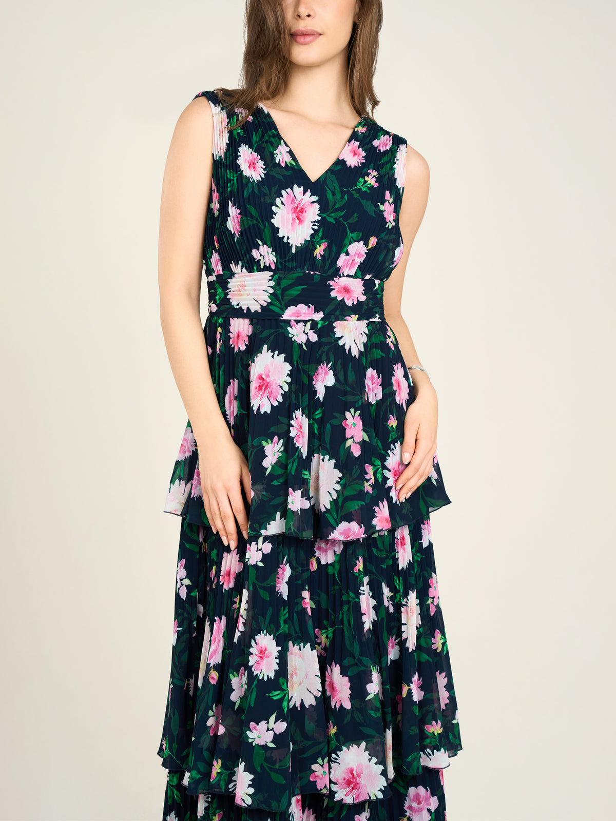 APART Abendkleid mit Blumenmuster | nachtblau-multicolor