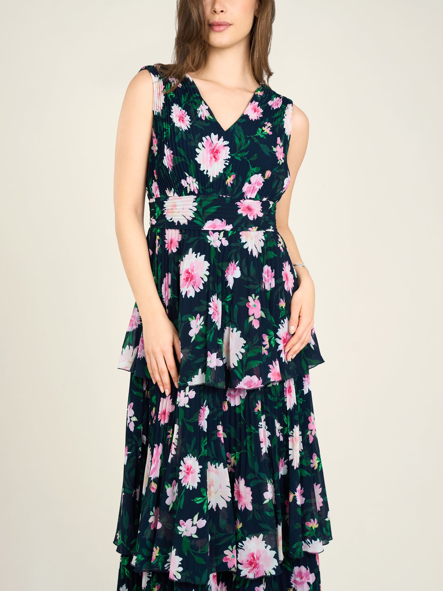 APART Abendkleid mit Blumenmuster | nachtblau-multicolor