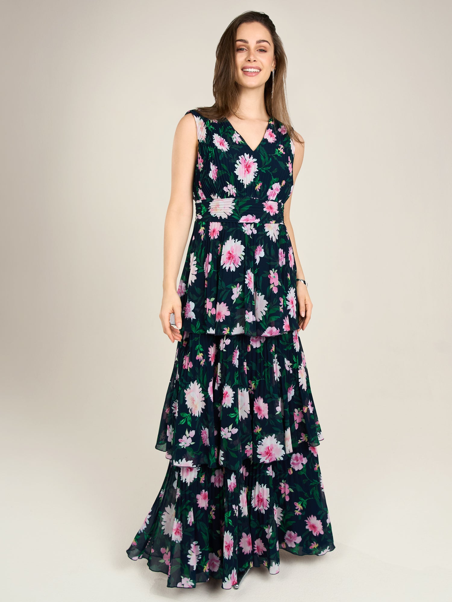 APART Abendkleid mit Blumenmuster | nachtblau-multicolor