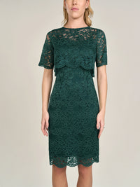 APART Spitzenkleid mit Spitzen-Bolerojäckchen | emerald