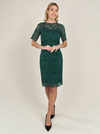 APART Spitzenkleid mit Spitzen-Bolerojäckchen | emerald