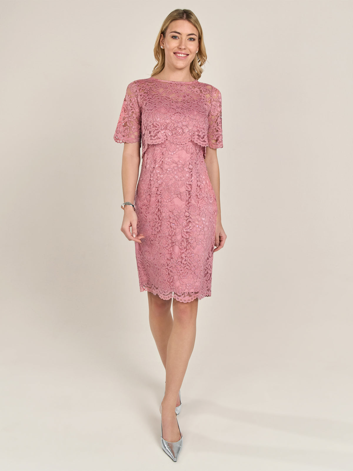 APART Spitzenkleid mit Spitzen-Bolerojäckchen | mauve