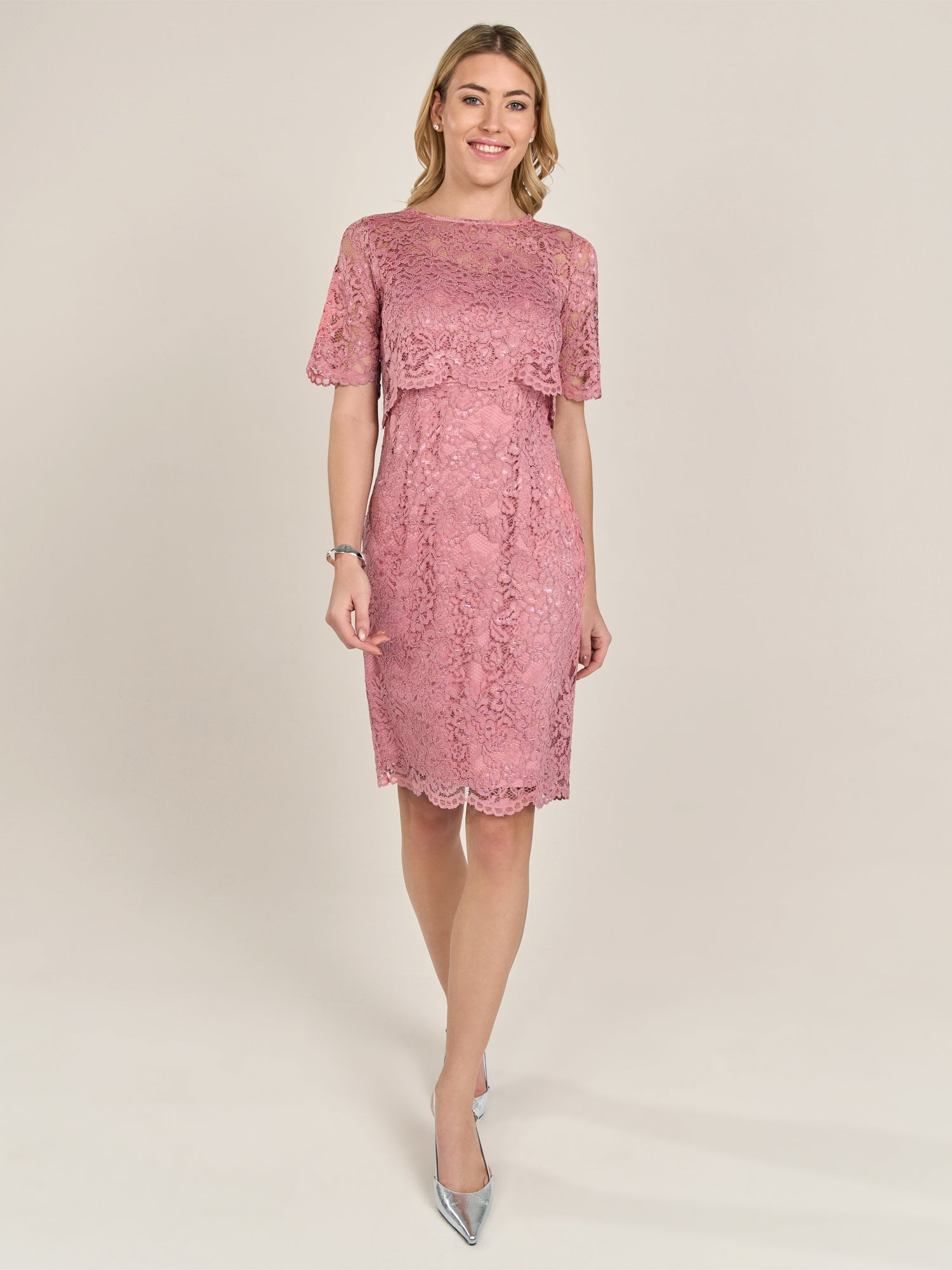 APART Spitzenkleid mit Spitzen-Bolerojäckchen | mauve