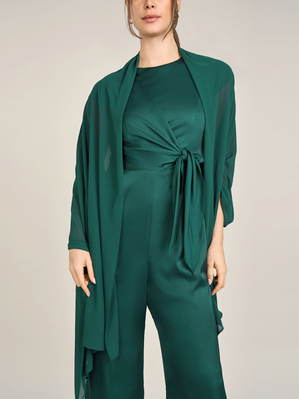 APART langes und breites Chiffontuch | emerald